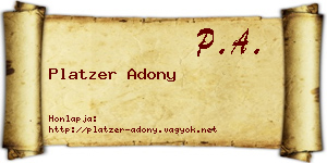 Platzer Adony névjegykártya